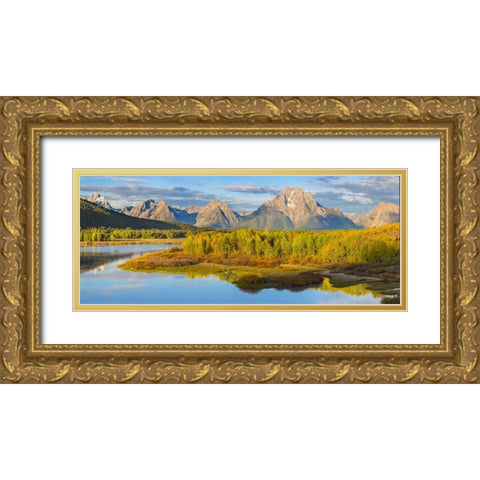 WY, Grand Tetons Sunrise on Snake River Gold Ornate Wood Framed Art Print with Double Matting by Paulson, Don