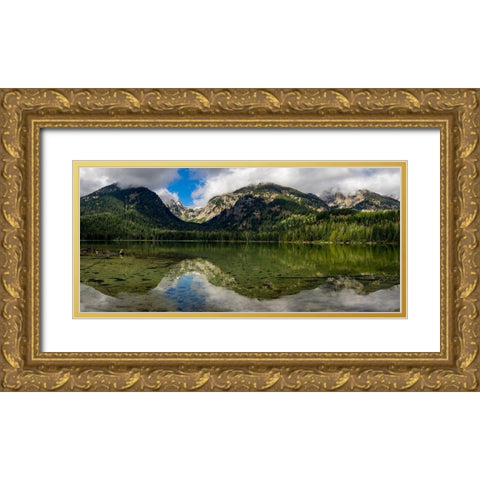 Panoramic reflection in Bradley Lake-Grand Teton National Park-Wyoming Gold Ornate Wood Framed Art Print with Double Matting by Garber, Howie