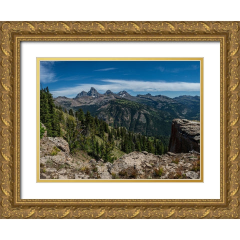 USA-Wyoming-View of Grand Teton and National Park from west-Jedediah Smith Wilderness Gold Ornate Wood Framed Art Print with Double Matting by Garber, Howie