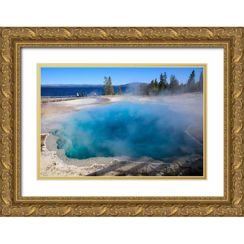 Yellowstone National Park-West Thumb Geysers-Lake Yellowstone Gold Ornate Wood Framed Art Print with Double Matting by Sienda, Jolly