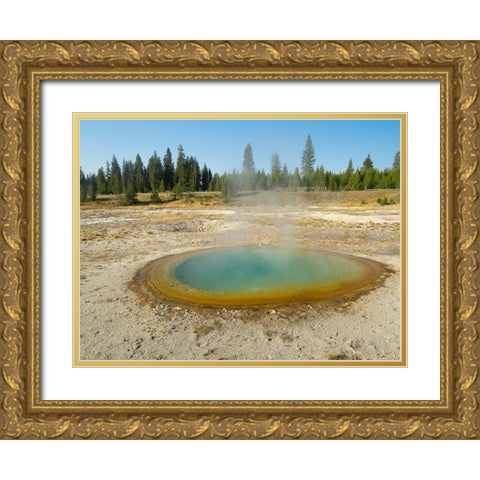 Wyoming- Yellowstone National Park. West Thumb Geyser Basin- Abyss Pool Gold Ornate Wood Framed Art Print with Double Matting by Wild, Jamie and Judy