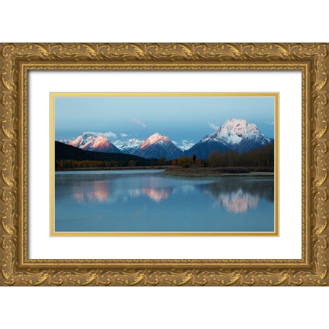 Oxbow Bend-Autumn Sunrise Gold Ornate Wood Framed Art Print with Double Matting by Archer, Ken
