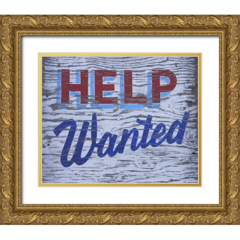 Weathered help-wanted sign Gold Ornate Wood Framed Art Print with Double Matting by Terrill, Steve