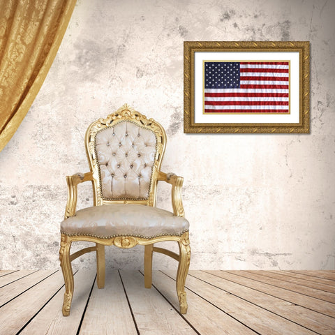 Digital manipulation of stars in American flag Gold Ornate Wood Framed Art Print with Double Matting by Flaherty, Dennis