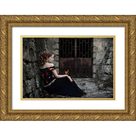 Untitled Gold Ornate Wood Framed Art Print with Double Matting by Elyzaly