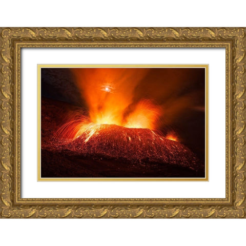 In Full Activity. Gold Ornate Wood Framed Art Print with Double Matting by Gabriel, Barathieu