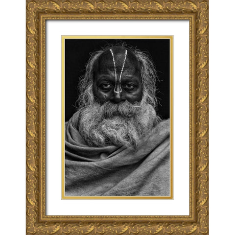 Indian Dark Face Gold Ornate Wood Framed Art Print with Double Matting by AL Farsi, Haitham