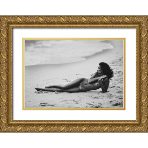 Katrin And The Sea Gold Ornate Wood Framed Art Print with Double Matting by Rise, Zachar