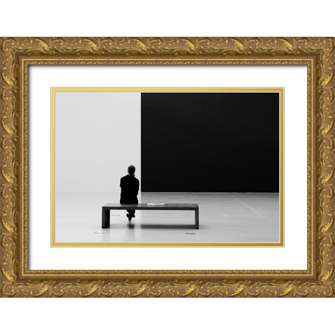 Black A White Gold Ornate Wood Framed Art Print with Double Matting by Schuster, Inge