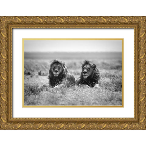 Two kings Gold Ornate Wood Framed Art Print with Double Matting by Merino, Nicolas