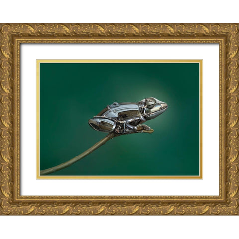 Frog Gold Ornate Wood Framed Art Print with Double Matting by Almawash, Sulaiman