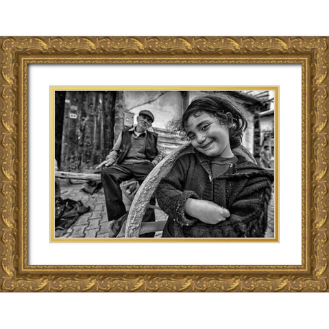 Happy Eyes Gold Ornate Wood Framed Art Print with Double Matting by Aydogdu, Veli