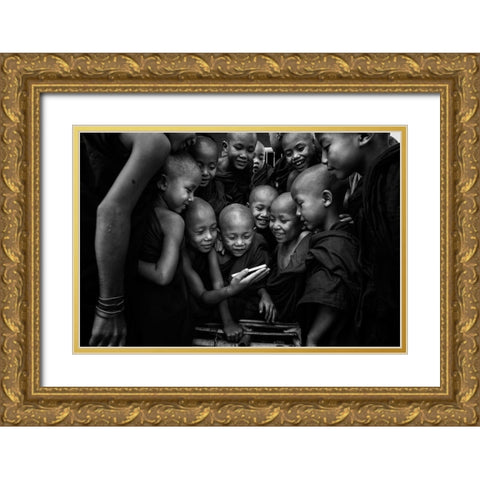 Happy Faces Gold Ornate Wood Framed Art Print with Double Matting by Song, Gunarto