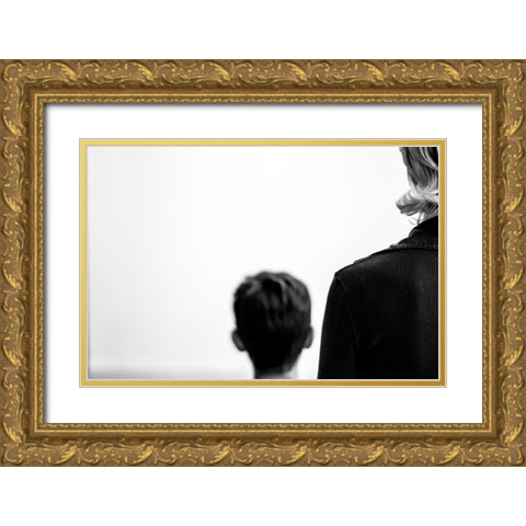 Mother And Son. Gold Ornate Wood Framed Art Print with Double Matting by Petrone, Flavio