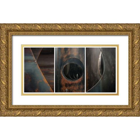 Triptich Gold Ornate Wood Framed Art Print with Double Matting by Ghesquiere, Hilde