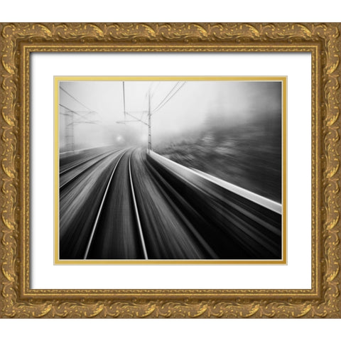 From The Last Wagon Of The Train Gold Ornate Wood Framed Art Print with Double Matting by Persson, Mats