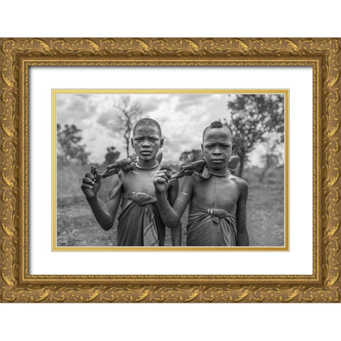 Young Wariors Gold Ornate Wood Framed Art Print with Double Matting by Solinski, Tomasz