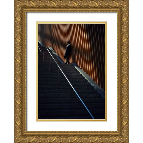 Line Gold Ornate Wood Framed Art Print with Double Matting by Amenomori, Keiichiro