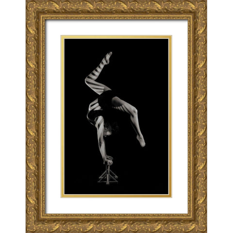 Stripes Gold Ornate Wood Framed Art Print with Double Matting by Ashton-Jones, Howard