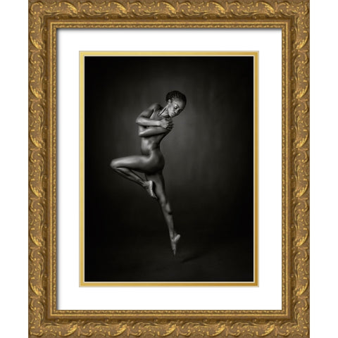 Leap Into The Dark Gold Ornate Wood Framed Art Print with Double Matting by Catchlight Studio