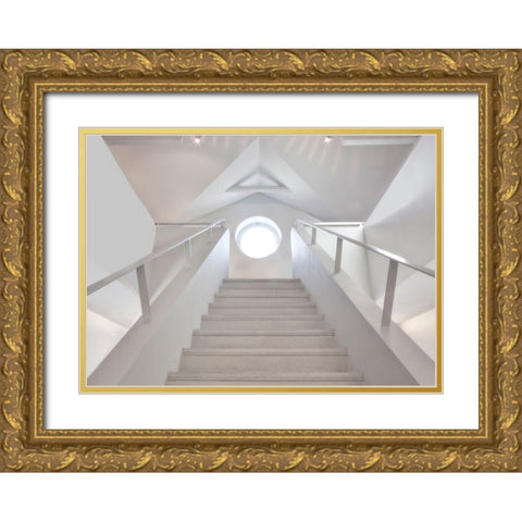 High-Key Staircase Gold Ornate Wood Framed Art Print with Double Matting by Depaepe, Yvette