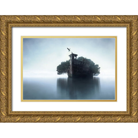 100 Years Later Gold Ornate Wood Framed Art Print with Double Matting by F, Terry