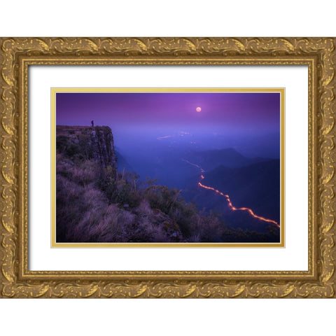 Planet Earth Gold Ornate Wood Framed Art Print with Double Matting by Sombrio, Raphael