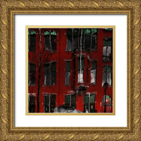 Red House Reflections Gold Ornate Wood Framed Art Print with Double Matting by Claes, Gilbert