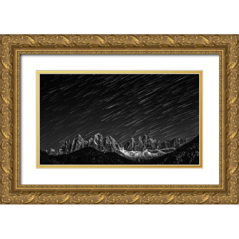 Starfall In The Dolomites Gold Ornate Wood Framed Art Print with Double Matting by Shcherbina, Valeriy