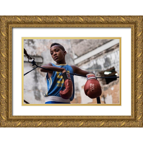 Boxing Gold Ornate Wood Framed Art Print with Double Matting by Ihyabozkurt