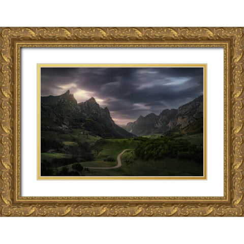 Valle De Lago V Gold Ornate Wood Framed Art Print with Double Matting by Pablo De, Juan