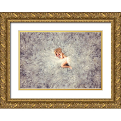 Hush Little Babe Gold Ornate Wood Framed Art Print with Double Matting by Rozenzvig, Carmit
