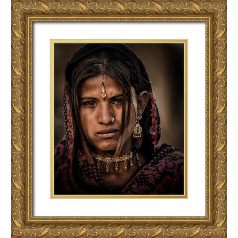 Gypsy Girl Gold Ornate Wood Framed Art Print with Double Matting by Stranak, Pavol