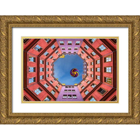 Shapes And Swirls Gold Ornate Wood Framed Art Print with Double Matting by Doyle, Renee