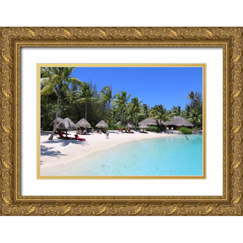 Blue Beach Gold Ornate Wood Framed Art Print with Double Matting by Daniel, Nick