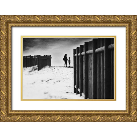 Ill Be There When The Sun Goes Down Gold Ornate Wood Framed Art Print with Double Matting by Correia, Rui