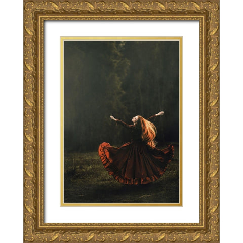 Butterfly Gold Ornate Wood Framed Art Print with Double Matting by Russocka, Magdalena