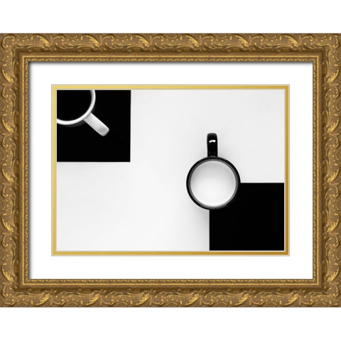 Cups Gold Ornate Wood Framed Art Print with Double Matting by Kiss, Jozef