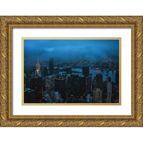 Rainy Day In The City Gold Ornate Wood Framed Art Print with Double Matting by Stranak, Pavol