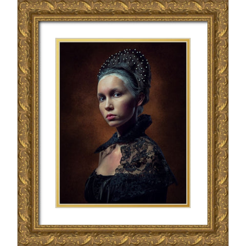 Fashion Barocco, Baroque Fashion Photography Gold Ornate Wood Framed Art Print with Double Matting by Freol