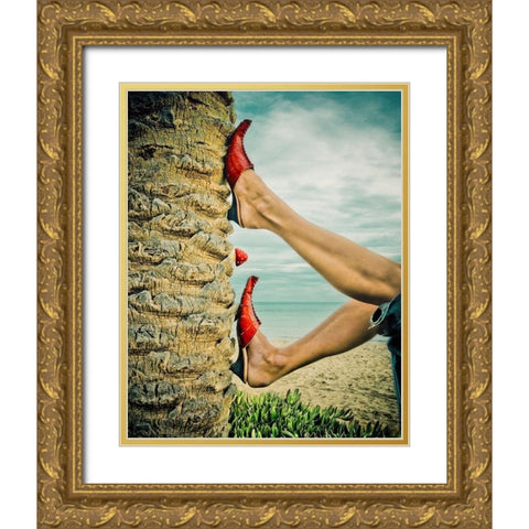 Upside Down Youre Turning Me Gold Ornate Wood Framed Art Print with Double Matting by Ambra