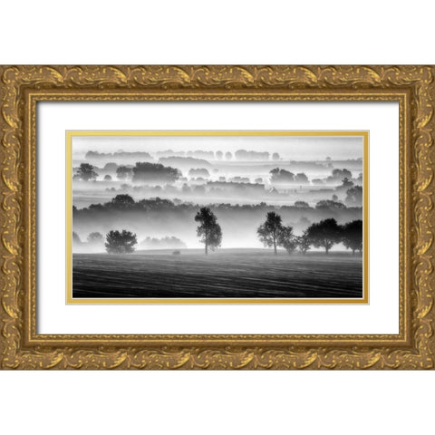 Morning View Gold Ornate Wood Framed Art Print with Double Matting by Krol, Piotr