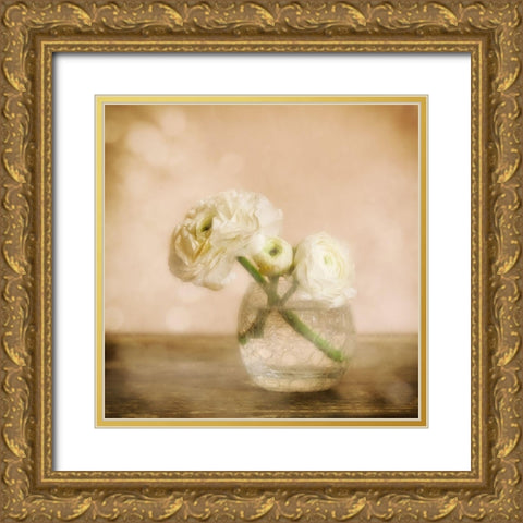 Renoncules Gold Ornate Wood Framed Art Print with Double Matting by Stas, Marie-Anne