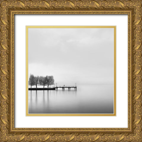 Kastoria Lake 001 Gold Ornate Wood Framed Art Print with Double Matting by Digalakis, George