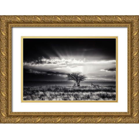 Sunrise With Hartebeest Gold Ornate Wood Framed Art Print with Double Matting by Flour, Piet