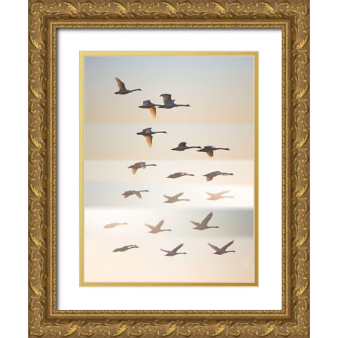 Past The Sun. Gold Ornate Wood Framed Art Print with Double Matting by Londal, Leif