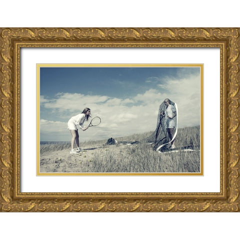 Game-Set And Match Gold Ornate Wood Framed Art Print with Double Matting by Vink, Hans