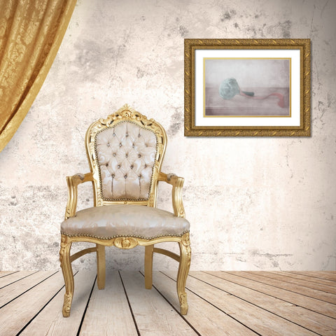The Red Ribbon Gold Ornate Wood Framed Art Print with Double Matting by Devos, Delphine
