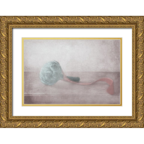 The Red Ribbon Gold Ornate Wood Framed Art Print with Double Matting by Devos, Delphine