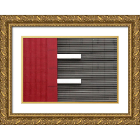 Stripes Gold Ornate Wood Framed Art Print with Double Matting by Hawerkamp, Hans-Wolfgang